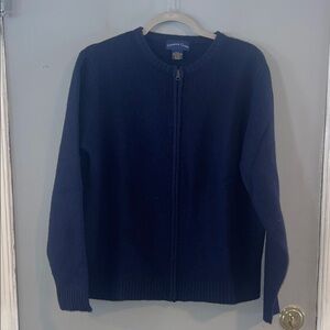 Charter Club‎ Women's 100% Lambs Wool Full Zip Cardigan Navy Size L